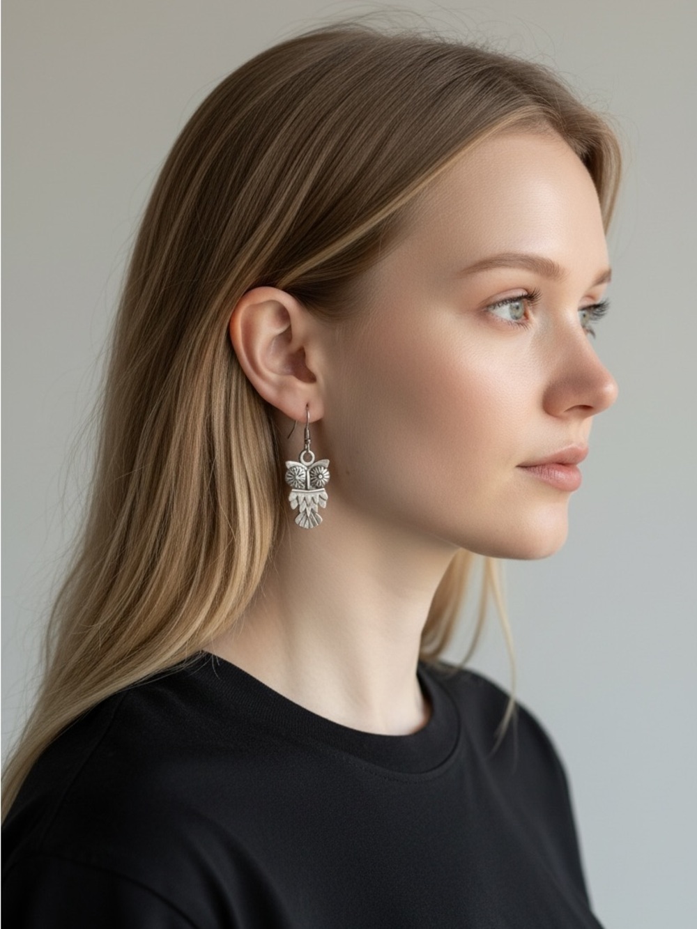 10/9 Silver Owl Drop Earrings - Women Jewelry